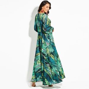 Nuovi abiti da donna manica lunga <span class=keywords><strong>stampa</strong></span> a sbuffo floreale <span class=keywords><strong>tropicale</strong></span> Sexy Maxi abito da donna abiti Casual da donna - Product Image 1