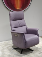 Fauteuil inclinable pivotant en bois à bascule en cuir véritable moderne électrique en gros pour salon