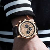 Jam Tangan Pria LIGE 8989 Baru, Merek Ternama, Jam Tangan Mewah Kulit Quartz, Jam Tangan Olahraga Tahan Air, Jam Pria Relogio Masculino