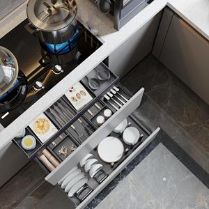 Tiroir de rangement de cuisine dissimulé en alliage d'aluminium, durable, facile à nettoyer, à ouverture interne peu profonde, avec compartiments, de la marque <span class=keywords><strong>Goldmine</strong></span> - Product Image 3
