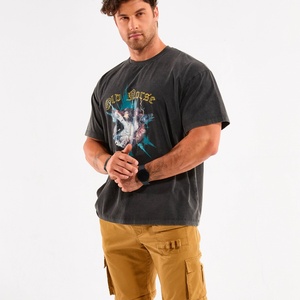 T-shirt oversize vintage à épaules tombantes en gros, impression numérique de haute qualité, 100% coton, nouveau style streetwear - Product Image 5