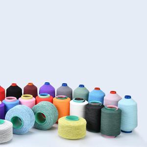 Fil élastique doublement recouvert en polyester teint fiable avec spandex, certifié ISO 9001 et OEKO-TEX, pour vêtements - Product Image 1
