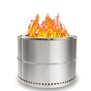 Fourneau à bois rond multi-tailles personnalisé sans fumée, charbon de bois, cuisson sans fumée, portable, brûleur à bois extérieur, poêle de camping - Product Image 1