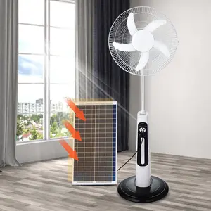 New Arrival No Minimum 16Inch 9v Dc 5 Gears Rechargeable Solar Electric Stand Fan With Led Light For Home