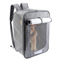 Sac de transport pour chat MJ Grey 2 en 1, sac à dos et poussette, en fibre de polyester souple, respirant, écologique, sac de voyage pour animaux de compagnie, fermeture à glissière