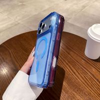 Coque de téléphone magnétique à chargement sans fil en TPU et PC, transparente et scintillante, pour iPhone 17 Pro Max 18 Pro Max