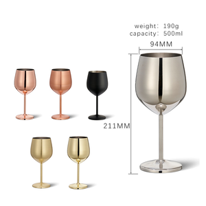 Venta al por mayor de lujo 0,7mm de espesor 500ml copa de vino multicolor copa de vino tinto de acero inoxidable dorado logotipo personalizado - Product Image 2