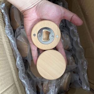 7cm Round Wooden Beer Bottle Opener with Magnet for Refrigerator - Product Image 5