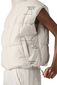 Gran oferta al por mayor, <span class=keywords><strong>chaleco</strong></span> <span class=keywords><strong>acolchado</strong></span> de color con logotipo personalizado, abrigos cálidos de cuello alto para <span class=keywords><strong>mujer</strong></span>, <span class=keywords><strong>chaleco</strong></span> ligero <span class=keywords><strong>acolchado</strong></span> sin mangas de algodón para invierno - Product Image 4