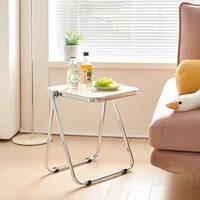 Table d'appoint pliable moderne en acrylique transparent pour le camping en plein air et la table d'angle de chambre