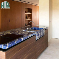 Plateaux de table en marbre cloisonné bleu poli de luxe HDSTONE pour la maison moderne, le bureau, la table à café et la table à manger