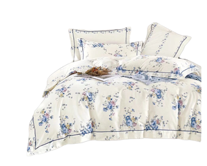 Parure de lit moderne en coton 100% tissé, motif végétal imprimé, avec housse de couette, drap-housse, taies d'oreiller et couettes, faible MOQ, toutes saisons - Product Image 1