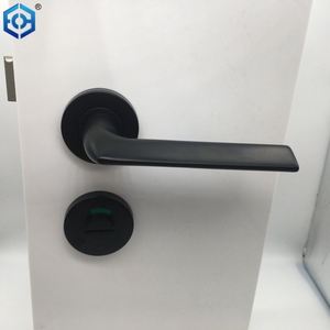 Poignée de porte intérieure en forme de goutte en acier inoxydable noir avec rosette - Product Image 4