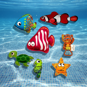 Ensemble de jouets de plongée en néoprène durable en forme d'animaux marins, jouets flottants réutilisables pour la piscine, amusement aquatique, interaction familiale quotidienne - Product Image 1