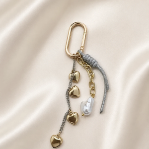 Boho Ocean Starfish Shell Bag Charm with Heart &amp; Pearl <strong>Beads</strong>, Tassel <strong>Keychain</strong> for Purses &amp; Backpacks, Beach Tassel Bag Charm - Product Image 3