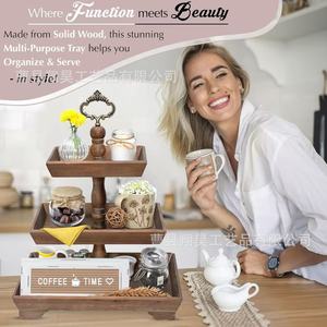 Wooden Storage Rack 3-Tier <b>Desktop</b> <b>Organizer</b> Solid Wood Multi-Functional Display Stand <b>For</b> Home Decor Food Serving - Product Image 3