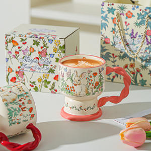 Tasse en céramique florale créative, tasse à café exquise de grande valeur, cadeau d'anniversaire parfait pour les femmes ou les meilleures amies - Product Image 3