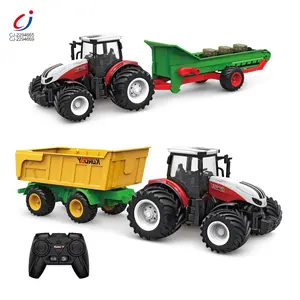 Chengji 2.4G 6 Channels Big Wheels Dump Trailer Model Truck Farmer Vehicles Toy Rc Remote Control Tractor Toys For Kids