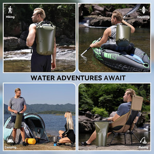 3 Layer Waterproof Dry <b>Bag</b> Olive Tear Resistant Roll Top Sack with Backpack Straps Heavy Duty Buckle for Kayaking Hiking Fishing - Product Image 6