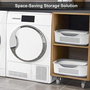 Foldable <strong>Laundry</strong> <strong>Basket</strong> with Handles Plastic <strong>Laundry</strong> Hamper with <strong>Small</strong> Storage <strong>Basket</strong> Brown - Product Image 5
