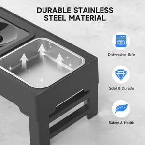 Bols d'alimentation pour chat manuel à 4 hauteurs réglables sur support avec bol en acier inoxydable support pour bol de nourriture surélevé pour chien - Product Image 3