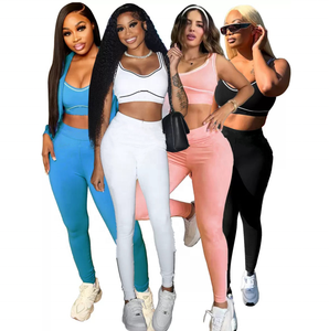 FloralCharm vendita calda all'ingrosso più economico stampa di design da donna tratto sportivo stretto a coste due pezzi Set da donna - Product Image 1