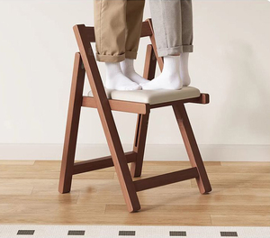 Silla de Comedor Plegable de Madera Minimalista, Completamente Ensamblada, Silla Portátil con Asiento Acolchado L124 - Product Image 3