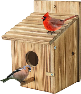Handgeweven Milieuvriendelijke Moderne Houten Kardinalen Hanger Vogelhuisje Slijtvast Voor Binnen/Buiten Tuin Bekijken - Product Image 1