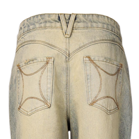 Jean évasé taille basse en denim 100 % coton Y2K pour femme avec broderie rivetée et délavage vintage, coupe ajustée - Marque YiFan