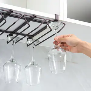 Creative High-Legged Inverted Hanging Wine Glass Rack Non-Perforated Red Wine Glass Storage Cabinet Wall-mounted Cup Rack