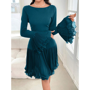 Vestido de Noche Elegante y Moderno con Cintura Alta, Estilo Casual, para Primavera/Verano, con Mangas Acampanadas, Diseño Personalizado OEM/ODM - Product Image 3