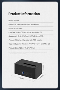 Cường độ cao abs nhựa HDD Docking Station bên ngoài với chuyển đổi 2.5/3.5 trong SDD trường hợp sata ổ đĩa cứng bao vây cho máy tính xách tay - Product Image 5