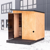 Hachillspa Spiegel Glas Sauna kabine Massiv Thermo holz Konstruktion Thermo Holz LED-Leuchten Premium Schindel dach 2 Level Sauna