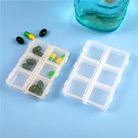 6スロットプラスチッククリアピルコンテナ薬箱/ディスペンサー/販促用スモールケース