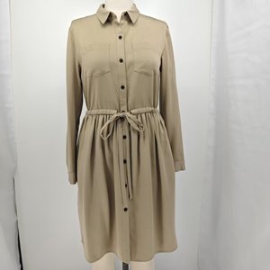 ALBBCBS011สำหรับผู้หญิง45% เสื้อเชิ้ตผ้าคอตตอนทอลายทแยงมีปกกระเป๋ามีกระดุมรัดเอวเอวซักได้ตามธรรมชาติ - Product Image 3