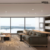 Ensemble de canapés en cuir en forme de L convertible moderne NORYA avec design sectionnel rembourré en éponge pour appartement, hôtel, salon