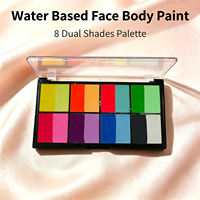 Palette de peinture pour le visage et le corps à base d'eau, 8 teintes doubles, non toxique, activée par l'eau, maquillage pour le visage pour Halloween, fête, cosplay pour enfants