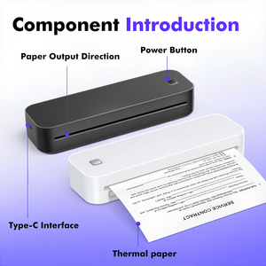 <span class=keywords><strong>Imprimante</strong></span> thermique portable A4 sans fil Bluetooth sans encre pour les petites entreprises, interface téléphone, <span class=keywords><strong>ordinateur</strong></span>, point d'accès mobile, utilisation au <span class=keywords><strong>bureau</strong></span> - Product Image 2