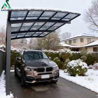 Abri de voiture en aluminium à toit superposé ANCSEM moderne pour deux voitures, auvent multifonctionnel pour patio