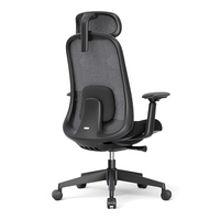 Chaise de bureau ergonomique moderne noire en maille avec support lombaire réglable, accoudoirs 4D réglables et appui-tête pivotant