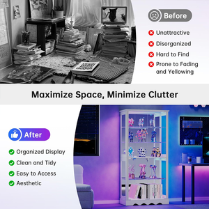 Kotak Penyimpanan Kabinet Pajangan yang Dapat Disesuaikan, Kaca Transparan, untuk Menampilkan Karakter Anime, Rak Pajangan Akrilik - Product Image 6