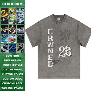 T-shirt en coton épais imprimé wax, effet délavé vintage, streetwear déchiré, décontracté d'été pour homme - Product Image 3