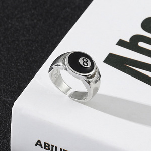 Stile Punk biliardo numero nero 8 anello regolabile di apertura per le donne uomini in lega di metallo anelli moda Hip Hop <span class=keywords><strong>Rock</strong></span> gioielli regalo - Product Image 3