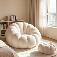 Vente directe d'usine, pouf moderne en sherpa blanc confortable, tabouret de salon, fauteuil de détente pour salon, hôtel, appartement