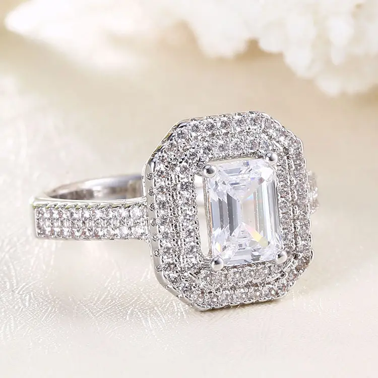 고품질 보석 화이트 골드 손가락 반지 여성을위한 새로운 디자인 은색 반지 다이아몬드