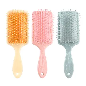 Anti Static Round Nylon Tooth Waterpoof Pink Marble Print Colored Hair Brushes Custom Logo Paddle Cushion Massage Comb