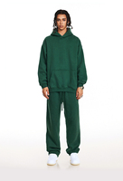 Ensemble de survêtement streetwear structuré en mélange de coton pour l'automne, comprenant un sweat à capuche en polaire et un pantalon de jogging, tenue décontractée unisexe à coupe ample
