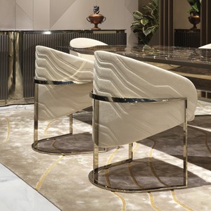 <span class=keywords><strong>Chaise</strong></span> de salle à manger moderne et élégante en cuir <span class=keywords><strong>microfibre</strong></span> <span class=keywords><strong>beige</strong></span> avec base en acier inoxydable - Product Image 1