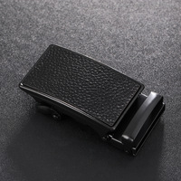 Boucle de ceinture automatique à cliquet noire pour homme, design très prisé, surface en cuir grainé, pour ceinture de 35 mm de largeur