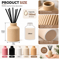 Bouteille diffuseur à roseaux en céramique côtelée nordique de 190 ml, moderne et minimaliste, pour aromathérapie et décoration intérieure – Vente en gros